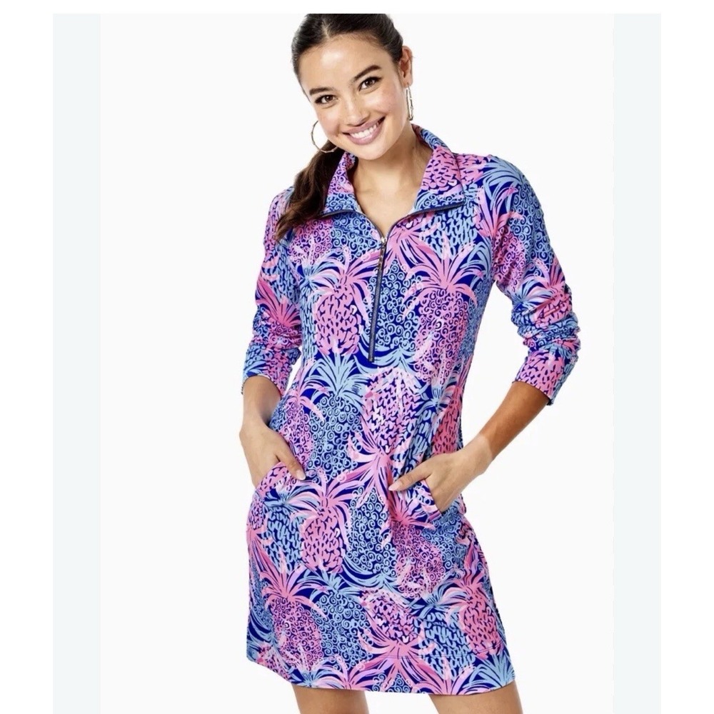 Lilly Pulitzer Skipper Dress Tropic Down Low Borealis Blue Women's Size XXS